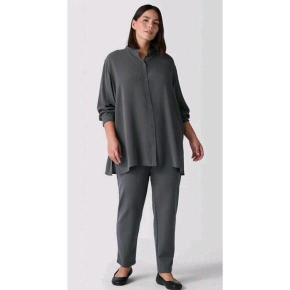 Eileen Fisher Women's Pants 24W Italian Fabric Crepe Stretch Gray Linen Blend #Z - Picture 11 of 11